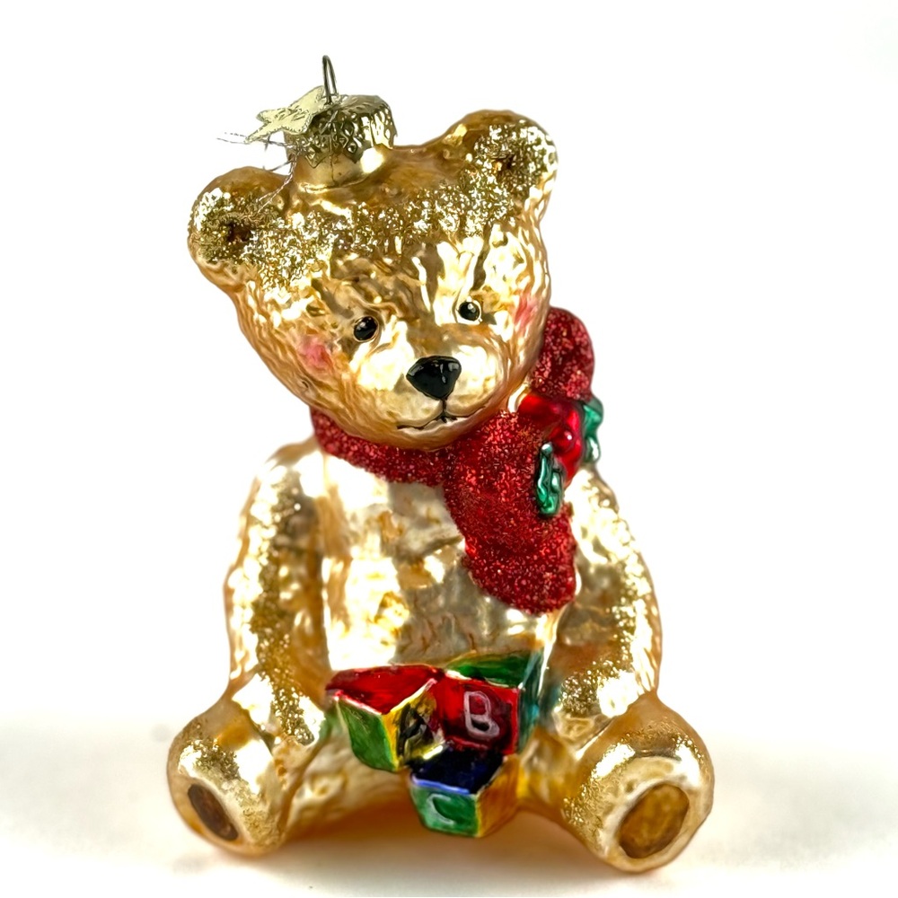 Vintage Merck Family (Old World Christmas) Gold Teddy Bear Ornament